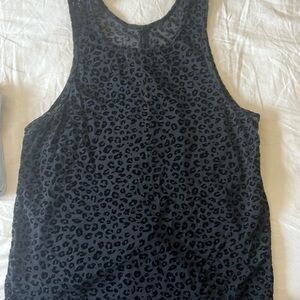 Fabletics Black Cheetah Print Sheer Tank. Size Medium.